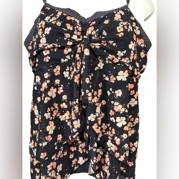 NWOT, Claire France, Plus Size Floral Tankini Top, 3X, Pink, Navy - Picture 6 of 9
